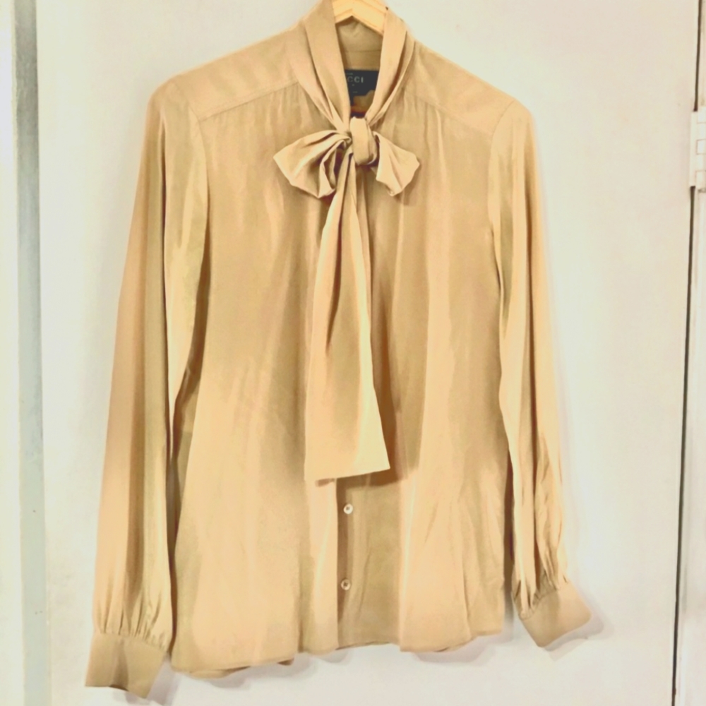 Gucci Silk Pussy Bow Blouse Size 40